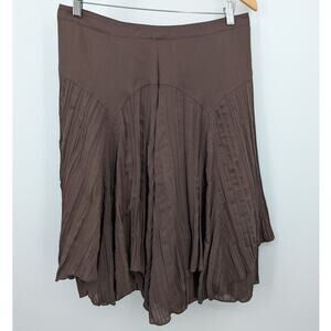 Preppy Y2K Work to Weekend Brown Pleated Midi Skirt Size 8 Versatile Staple